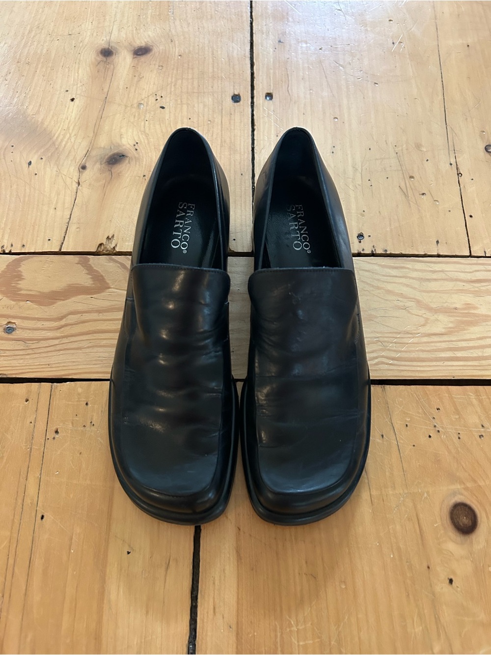 Franco Sarto Black Leather Women's Slip-On Loafers